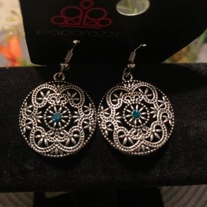 Silver and blue earrings